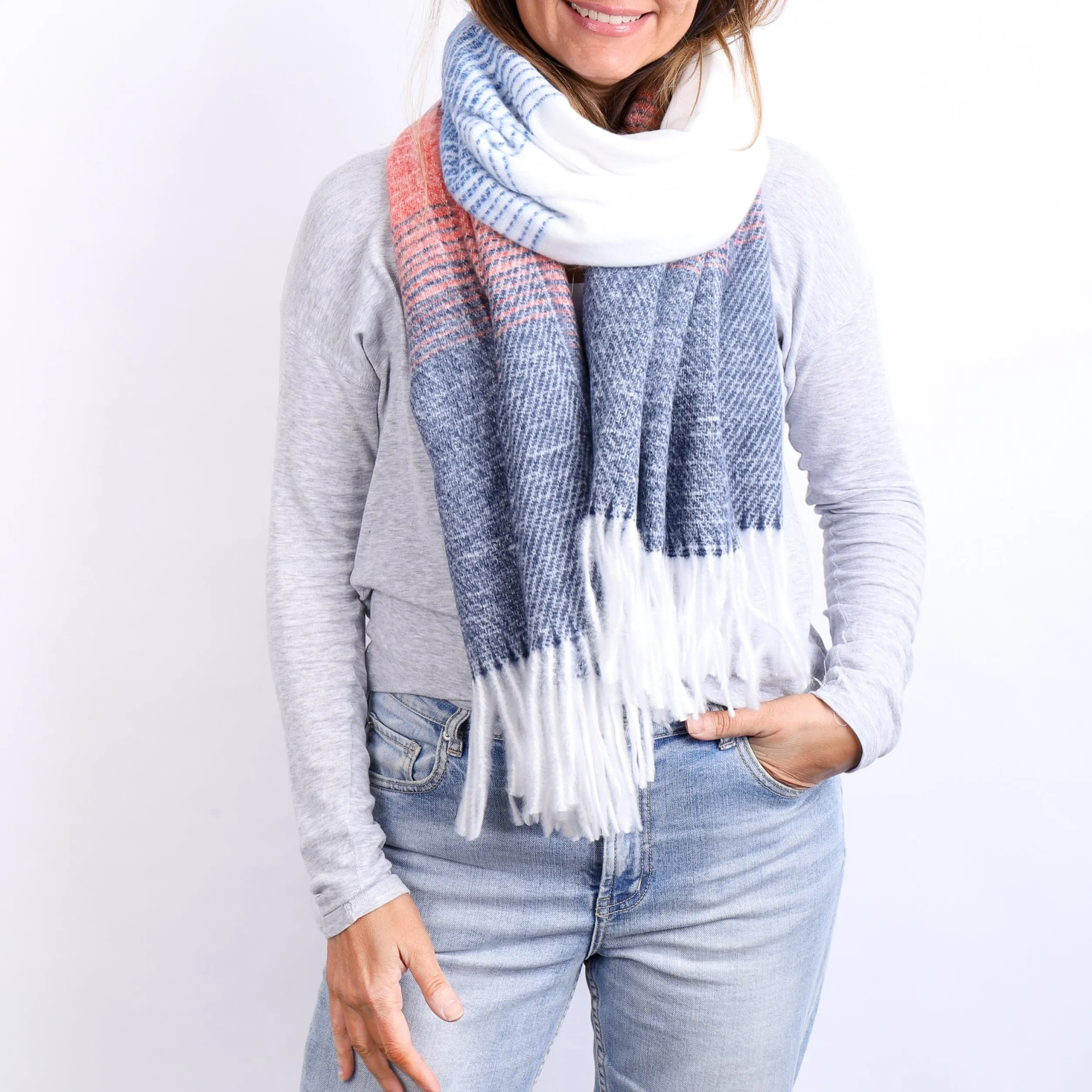 Scarves | LEISURES ACCESSORIES CLAYTON Navy and Coral