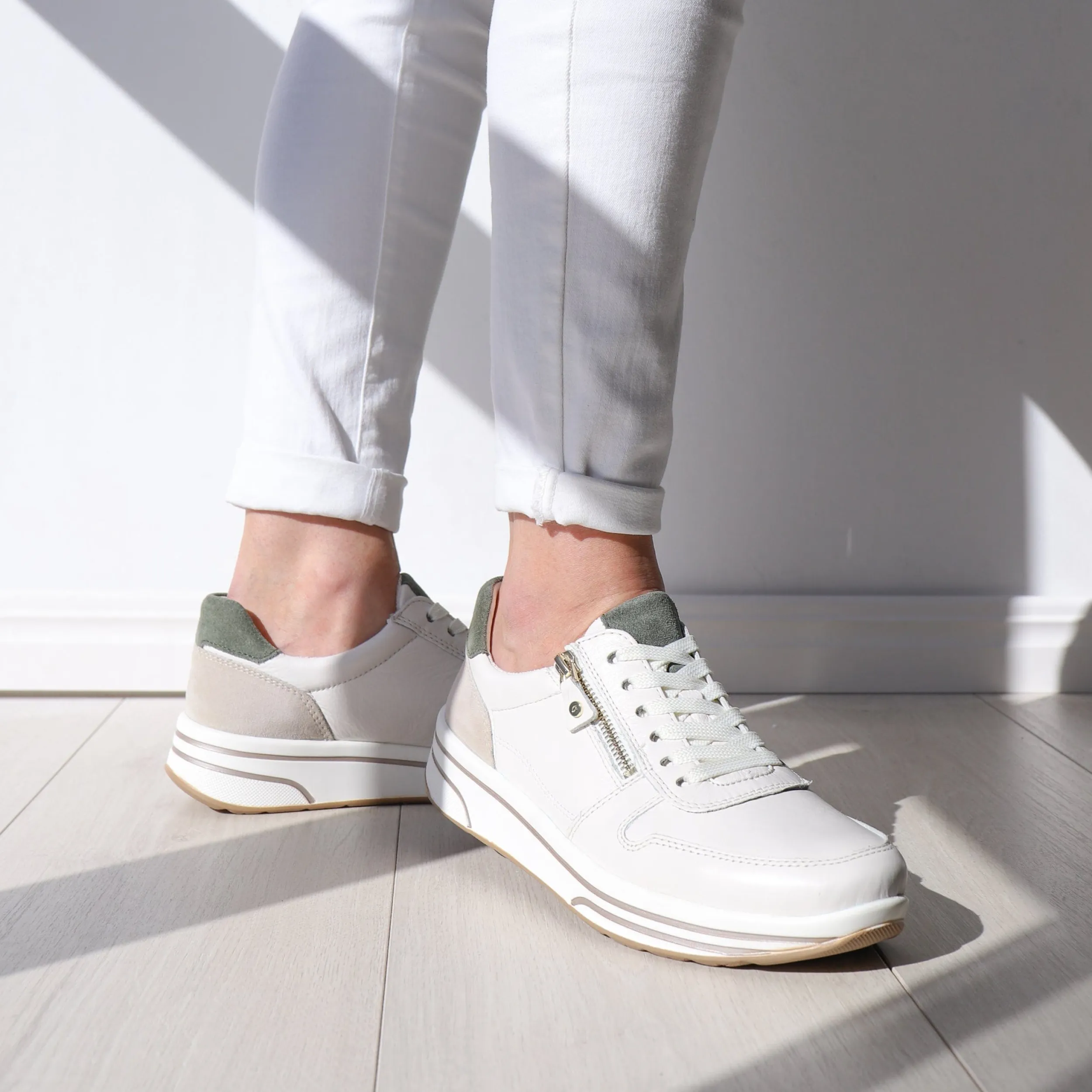 Sneakers | ARA 32440 Cream and Green