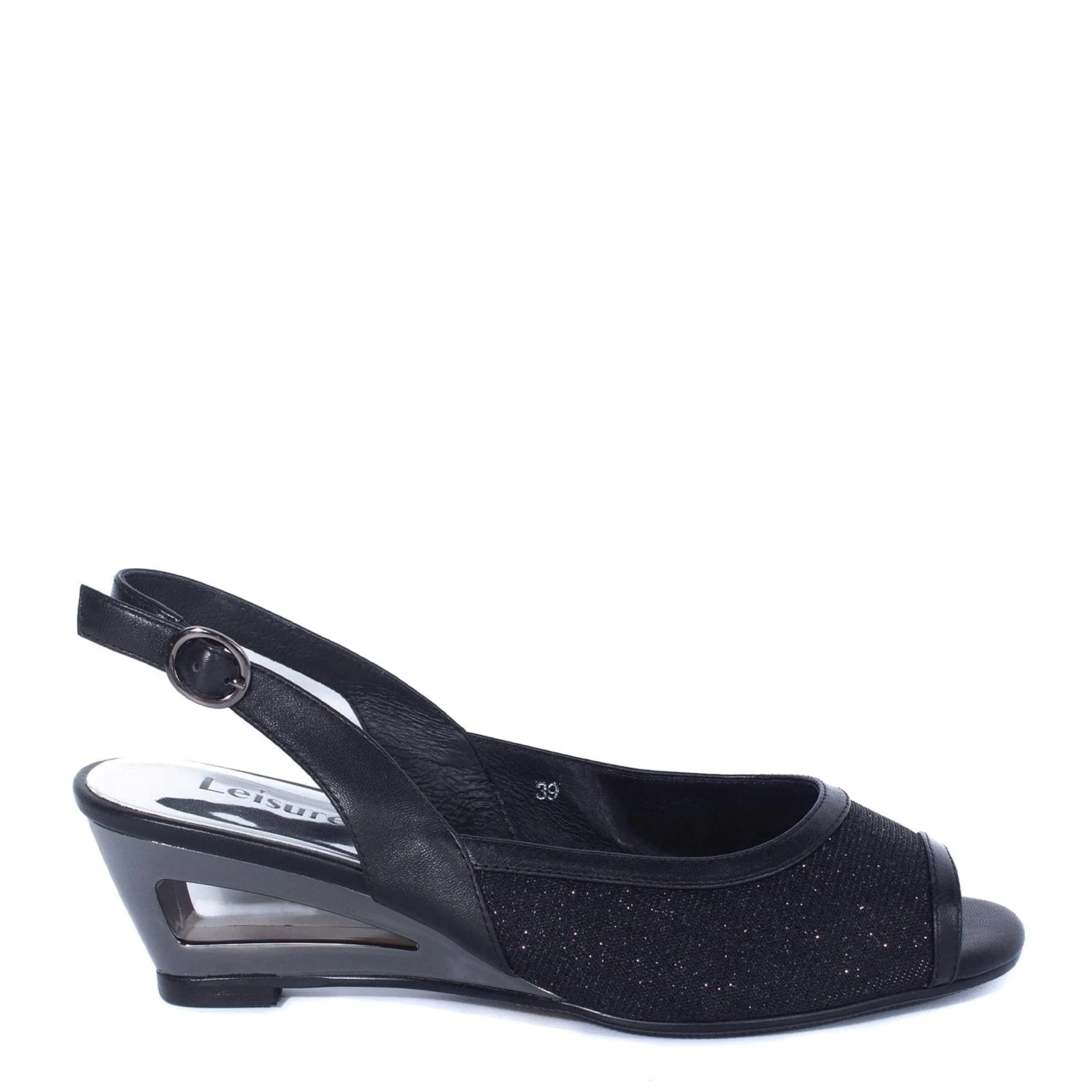 Heels | Sandals | LEISURES ELLO Black Shimmer