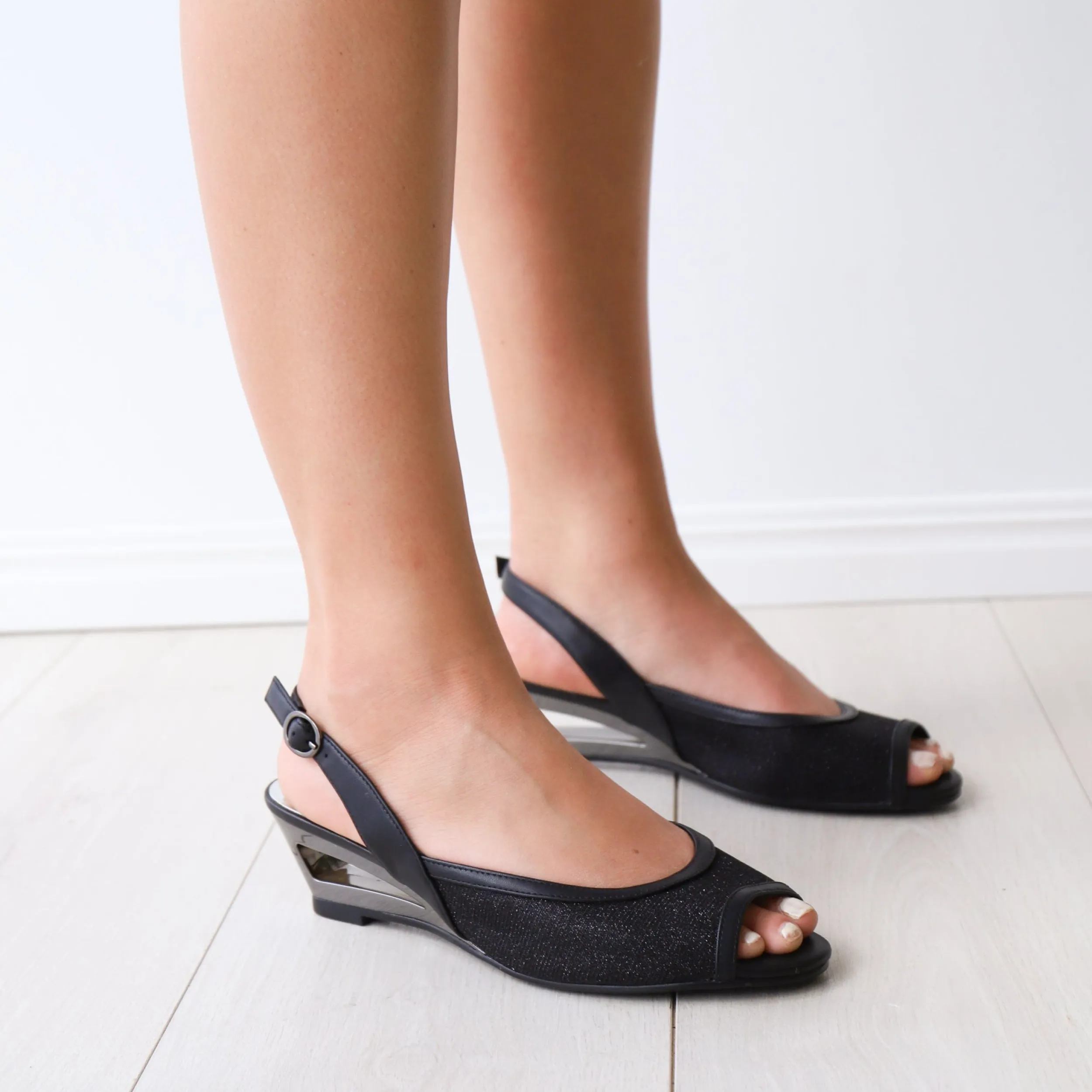 Heels | Sandals | LEISURES ELLO Black Shimmer