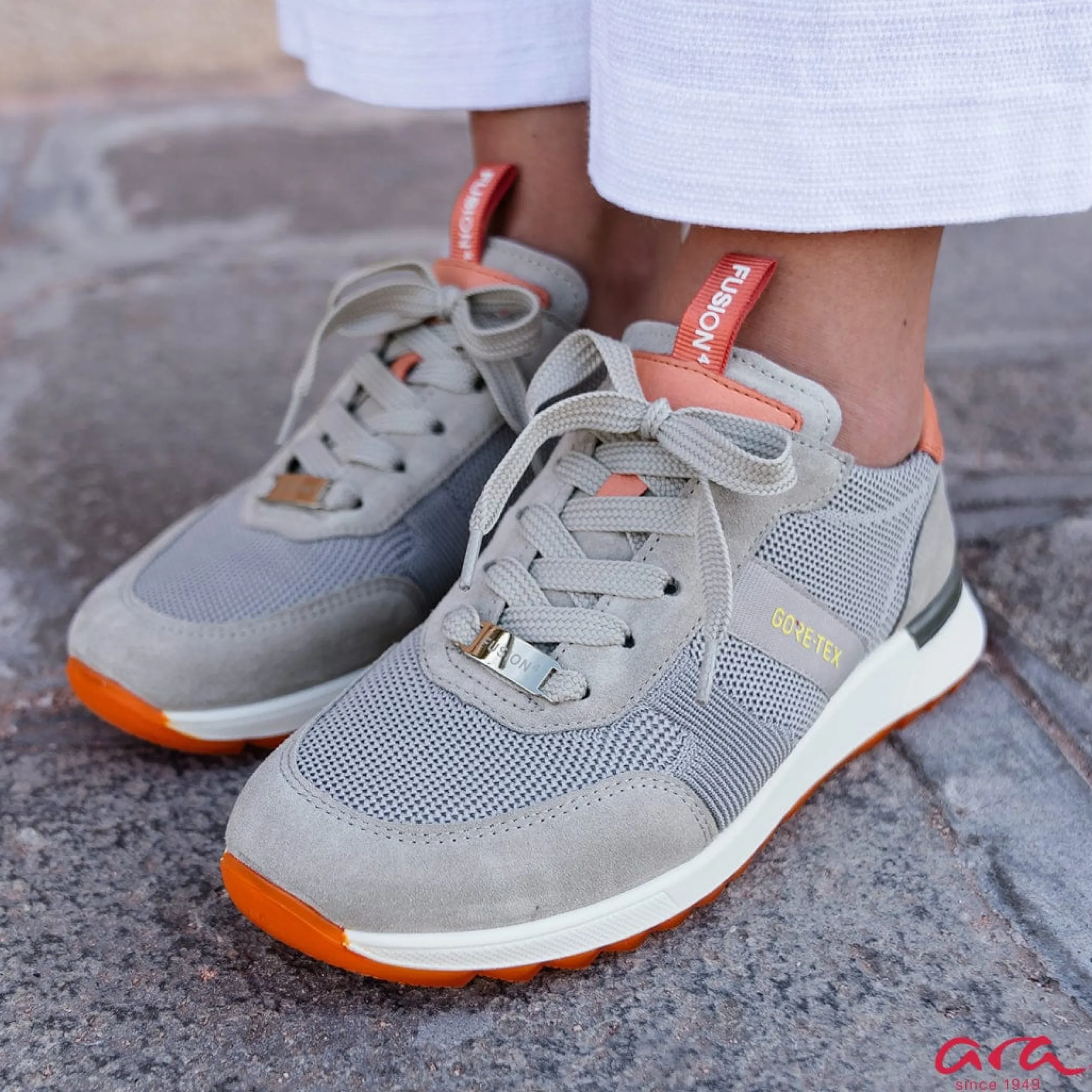 Sneakers | Goretex Sneakers | ARA 33901 Grey and Peach