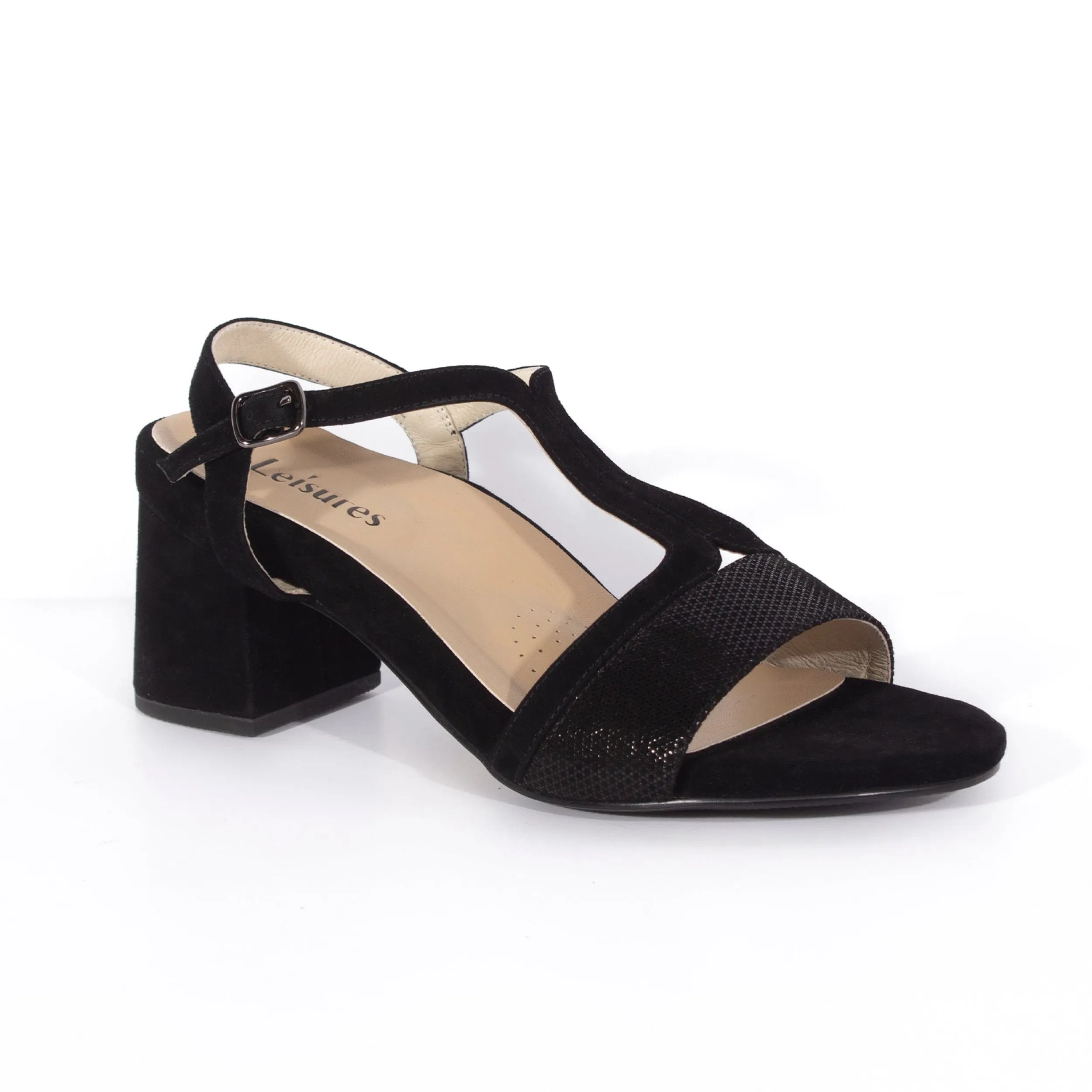 Heels | Sandals | LEISURES REID Black Suede Shimmer