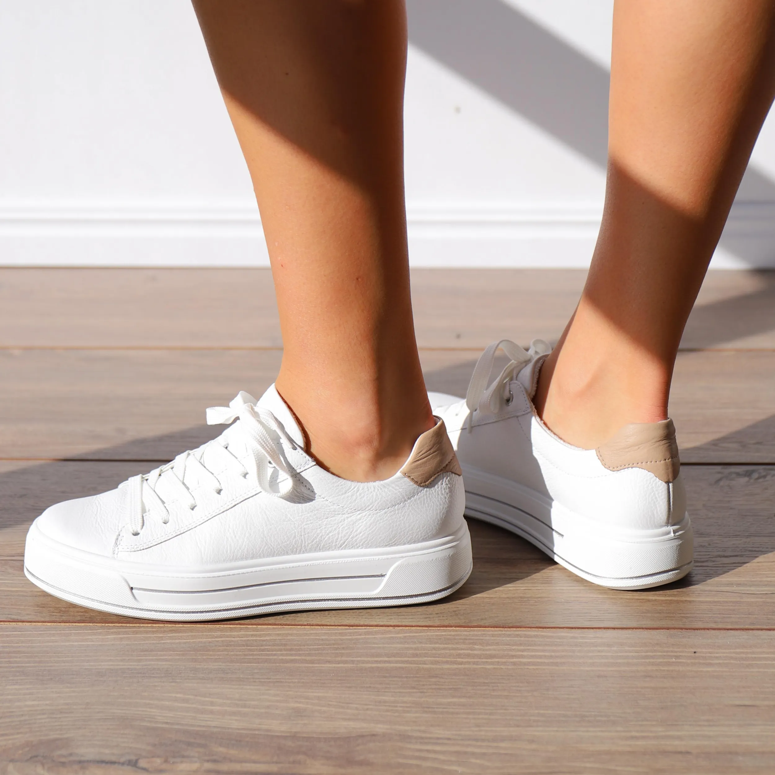 Sneakers | ARA 23003 White And Sand